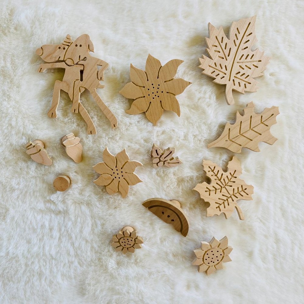 NEW Wood Stamps Fabric Textile Printing, 13 stamps, Seasonal Theme, Vintage